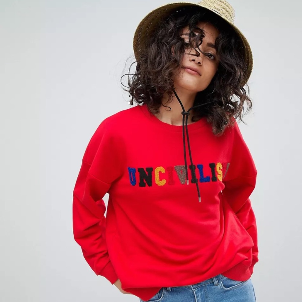 NWT Uncivilised Towelling Rainbow Logo Sweatshirt Size L (#98) Asos